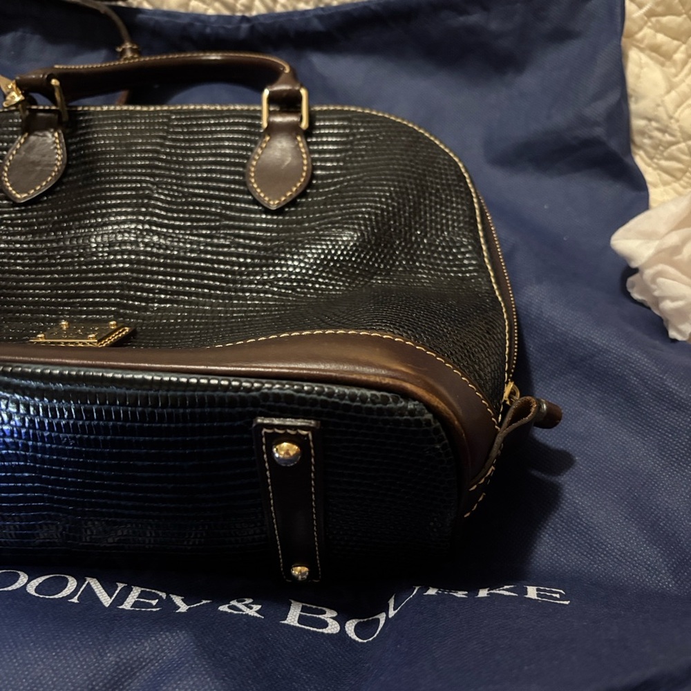 Dooney & Bourke blue and Brown Satchel (zipzip) - Picture 8 of 11